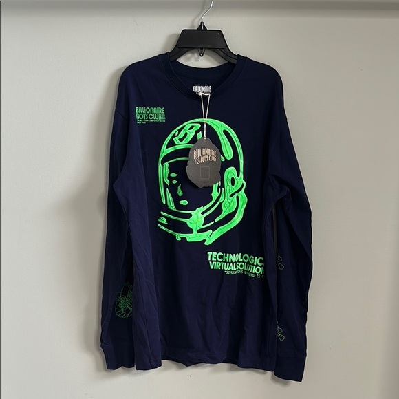 Billionaire Boys Club Dark Blue Long Sleeve with Bright Green Design M 1900 W - Picture 1 of 2